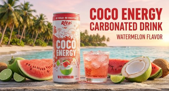 Coco Energy Carbonated Drink Watermelon Flavor 250ml Can