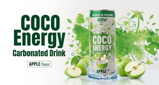 Coco Energy Carbonated Drink Apple Flavor 250ml Can