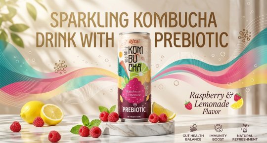 Rita Sparkling Kombucha Raspberry & Lemonade Flavour With Prebiotic 320ml Can