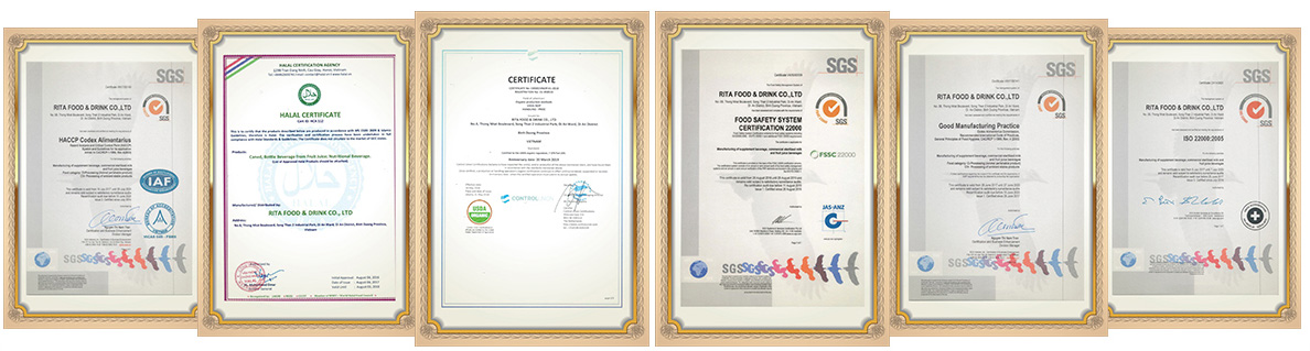 Certificate : ISO, HALAL , FDA, Organic...