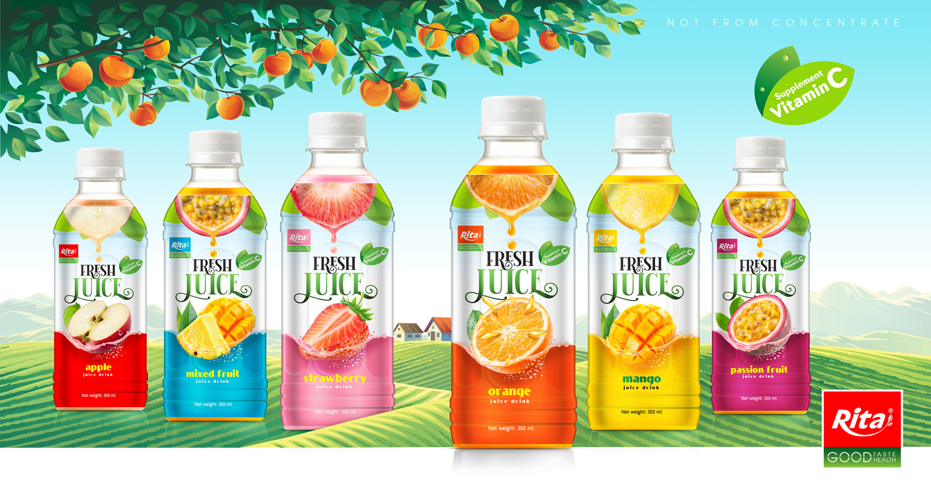 Poster Fresh juice 350ml  from RITA beverage manufactuer export