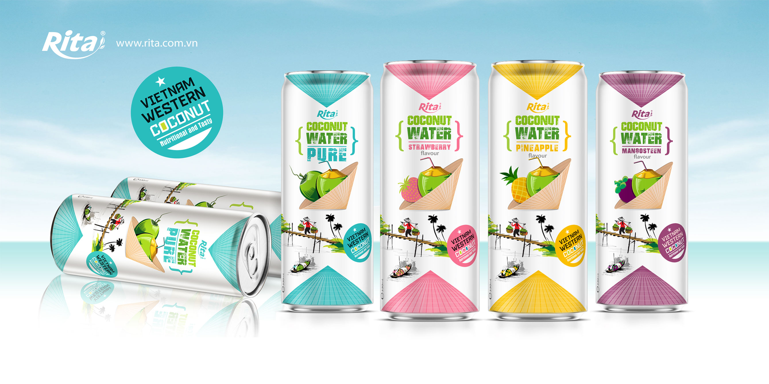 poster coconut water with fruit juice own brand