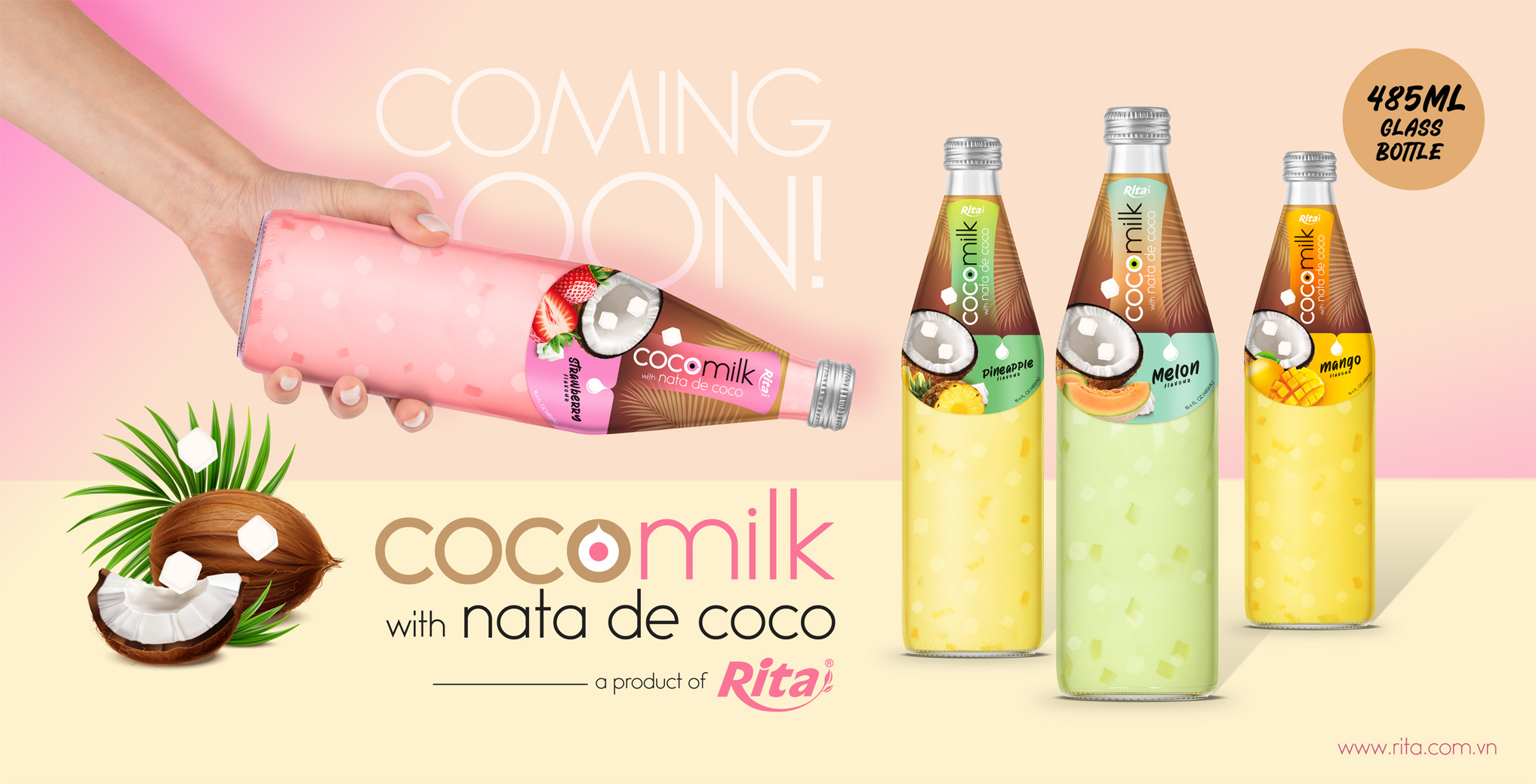 Design Coco Milk with nata de coco 485ml 4f