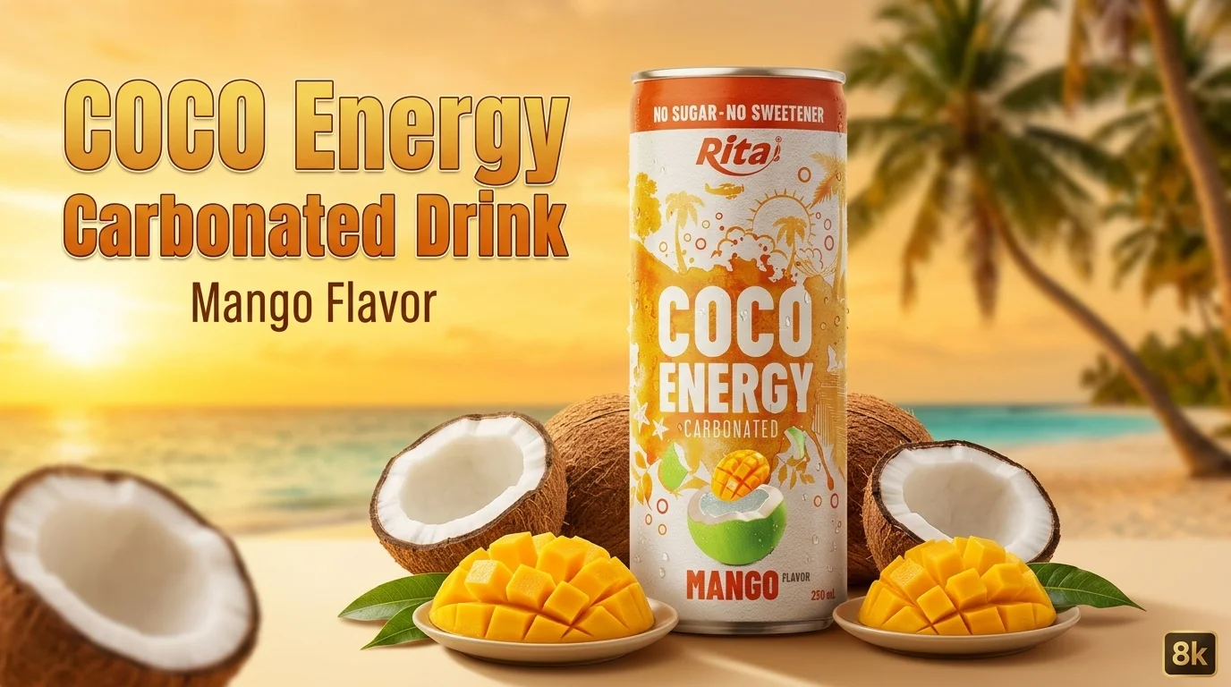 Coco Energy Carbonated Drink Mango Flavor 250ml Can