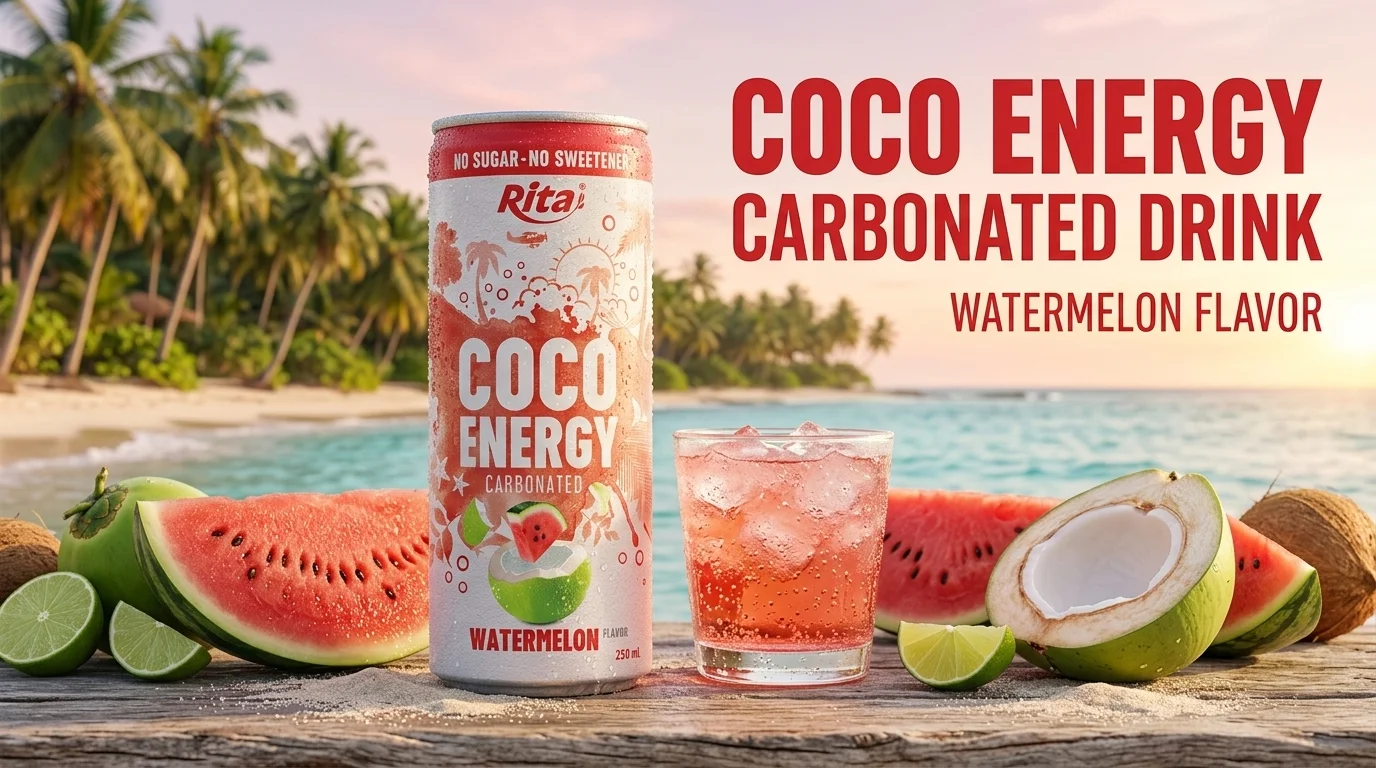 Coco Energy Carbonated Drink Watermelon Flavor 250ml Can