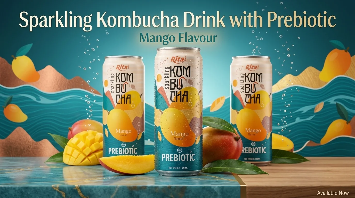 Rita Sparkling Kombucha Mango Flavour With Prebiotic 320ml Can