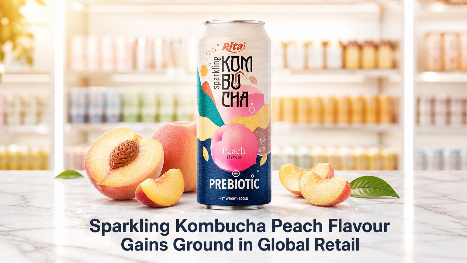 Sparkling Kombucha Peach Flavour Gains Ground in Global Retail