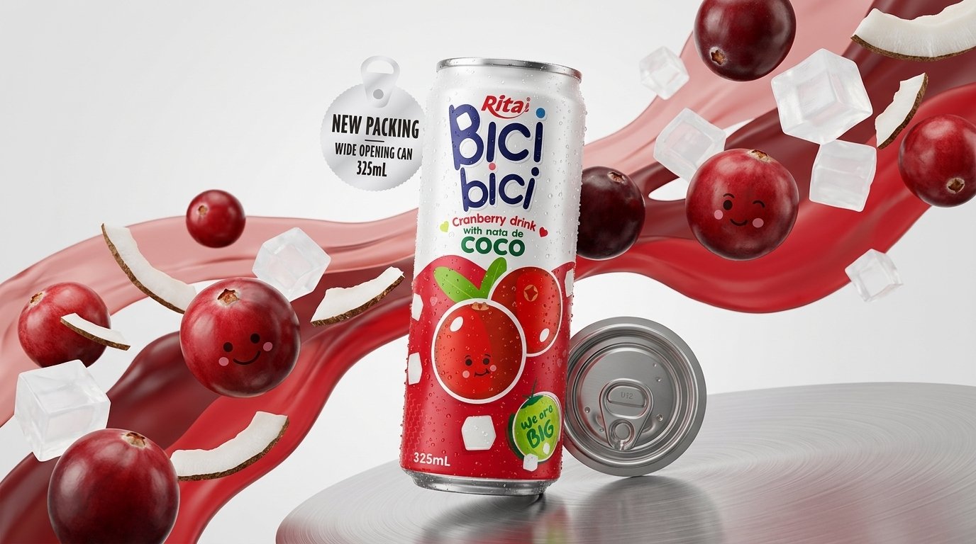 Bici Bici 325ml Cranberry Drink With Nata De Coco (wide Opening Can)