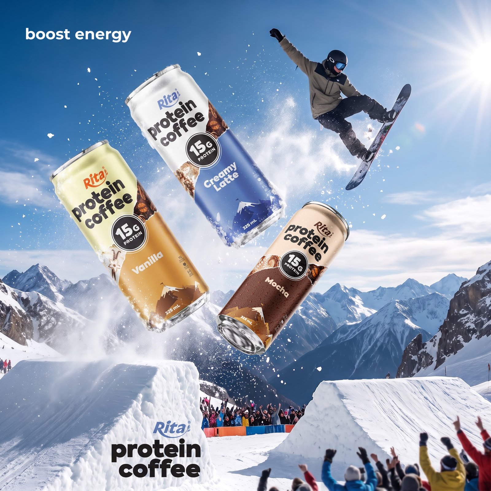 Rita High Protein Coffee Vanilla Drink 15g Protein – RTD Coffee Beverage 325ml Poster 1
