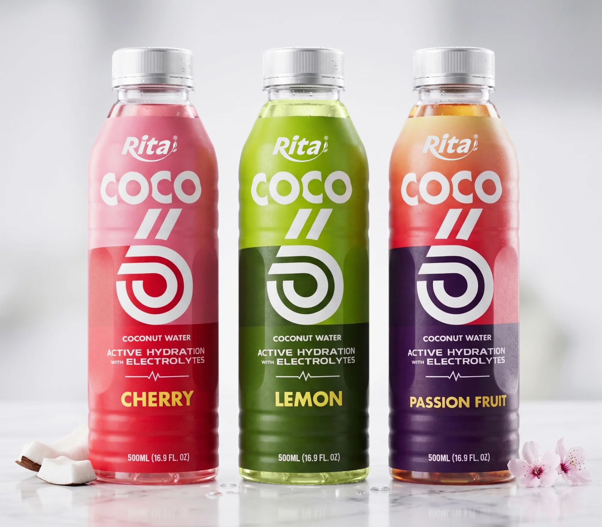 500ml Lemon Flavored Coconut Water with Electrolytes PET Bottle Poster 1