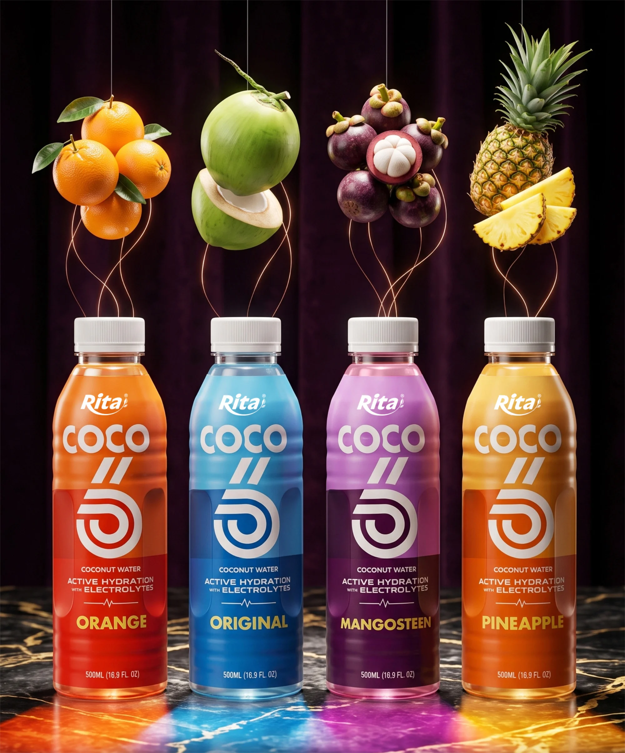 500ml Mangosteen Flavored Coconut Water with Electrolytes PET Bottle Poster 1