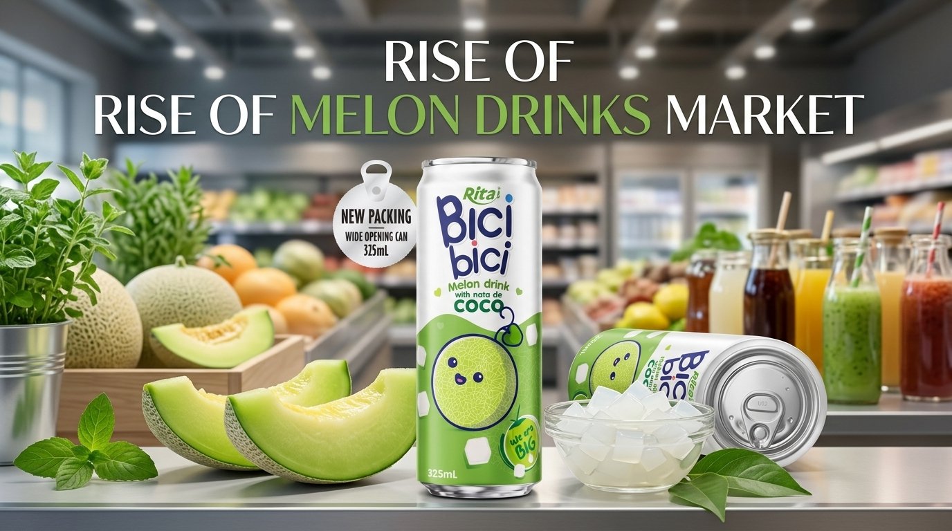 Bici Bici 325ml Melon Drink With Nata De Coco (wide Opening Can)