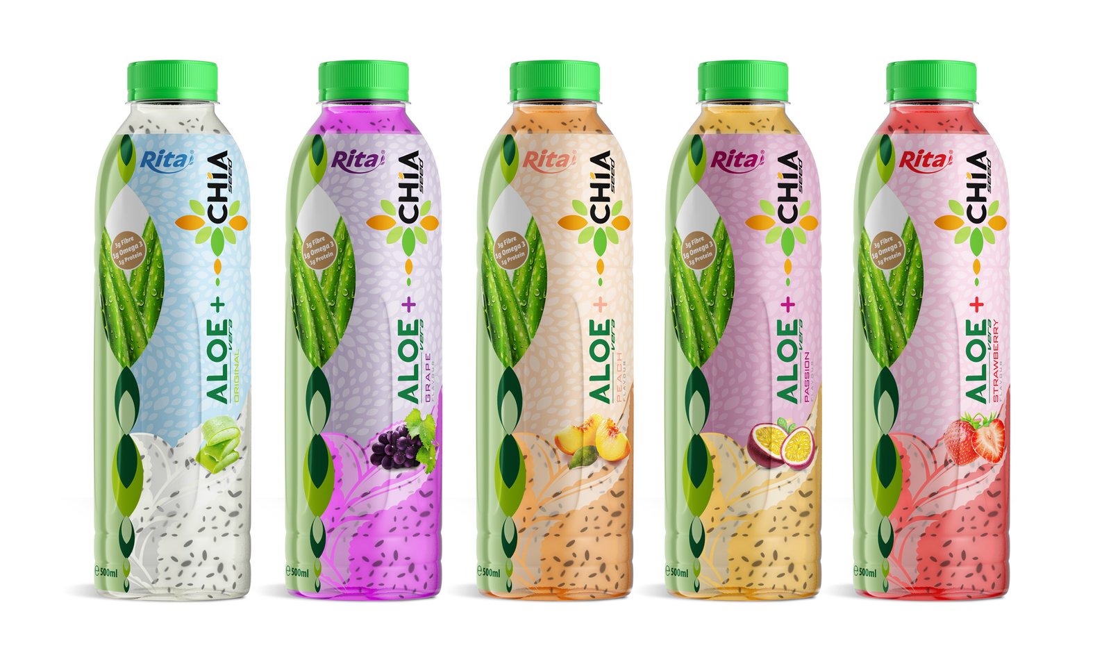 16.9 Fl Oz Rita Aloe Vera Drink with Chia Seed Grape Flavor PET Bottle Poster 1