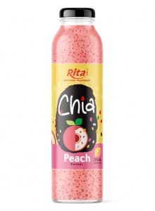 Beverage Distributors  10.6 Fl Oz Glass Bottle Chia Seeds Drink Peach Flavor