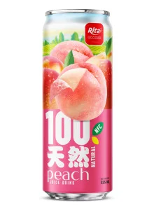 100 Natural Peach Juice Drink 325ml sleek can