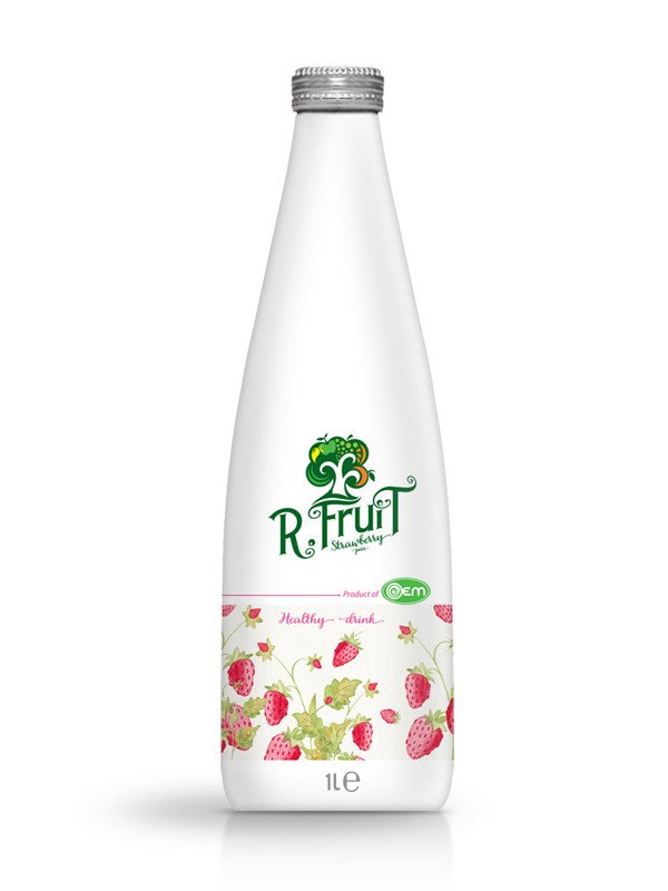 1L OEM Glass bottle Strawberry Juice