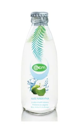 250ml Glass bottle OEM Pure Coconut Water