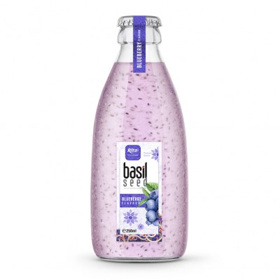 250ml glass bottle blueberry Basil seed drink
