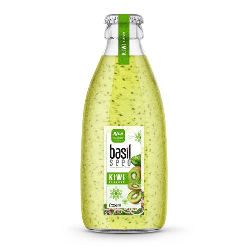 250ml glass bottle kiwi Basil seed drink OEM Manufacturing Beverages