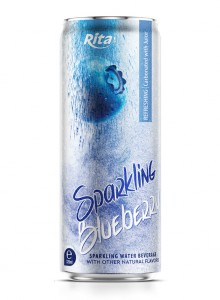 Wholesale Price 320ml Sleek Can Sparkling Water Mix Blueberry Flavor