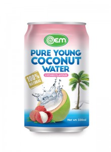 330ml OEM Coconut Water with Lychee Flavor