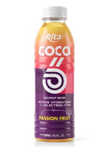 500ml Coconut Water with Electrolytes and Passion Fruit Flavor PET Bottle 500ml Coconut Water with Electrolytes and Passion Fruit Flavor PET Bottle