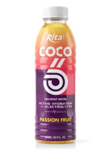 500ml Coconut Water with Electrolytes and Passion Fruit Flavor PET Bottle 500ml Coconut Water with Electrolytes and Passion Fruit Flavor PET Bottle