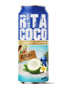500ml canned RITACOCO coconut water with blueberry flavour