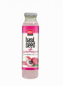 300ml glass bottle Basil seed drink with Lychee flavor Rita brand