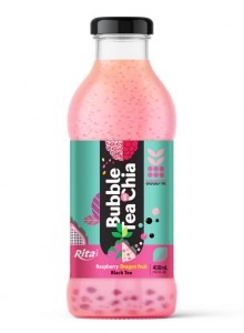 Best Quality Bubble Tea With Chia Raspberry And Dragon Fruit 400ml glass bottle