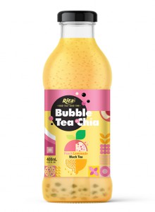 Bubble Tea with Chia seed and peach lemonade black tea 400ml