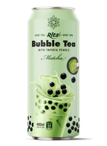 Bubble Tea with tapioca pearls and matcha 490ml