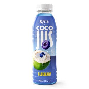 COCO JUS Real Coconut Water with Blueberry Juice 500ml 16.9 fl oz