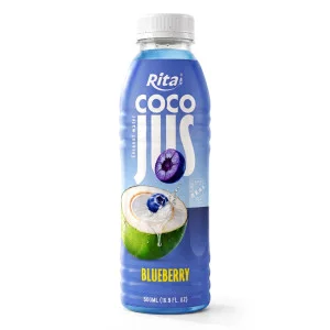 COCO JUS Real Coconut Water with Blueberry Juice 500ml 16.9 fl oz