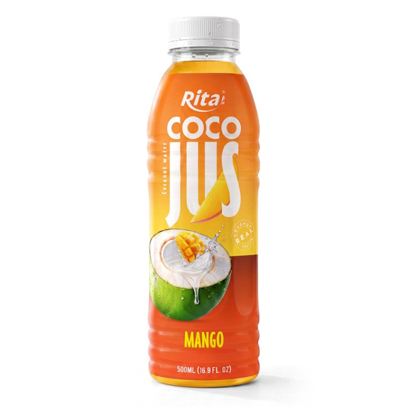 COCO JUS Real Coconut Water with Mango Juice 500ml 16.9 fl oz