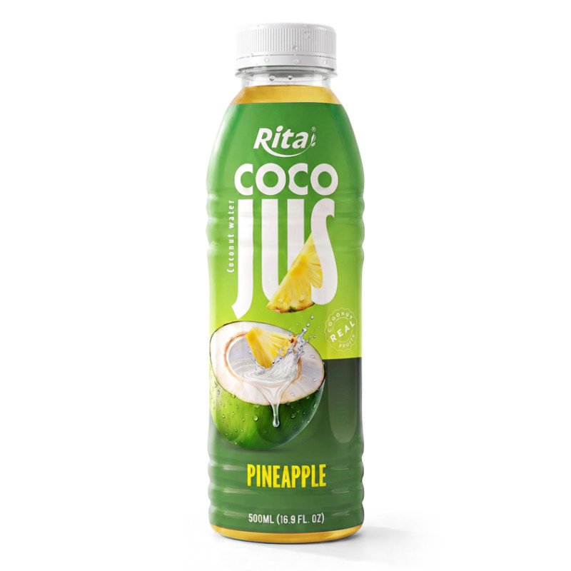COCO JUS Real Coconut Water with Pineapple Juice 500ml 16.9 fl oz