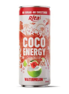 Coco Energy Carbonated Drink Watermelon Flavor 250ml Can