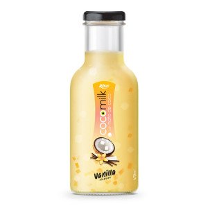 Coconut milk with nata coco vanilla 470ml glass bottle