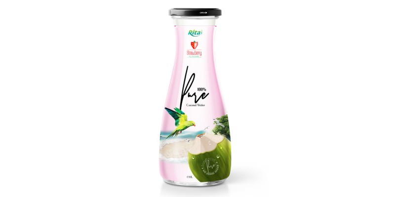 Coconut water with strawberry 1L Glass bottle