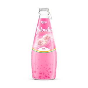 Falooda drink - milk drink with basil seed mixed Nata de coco with rose flavour