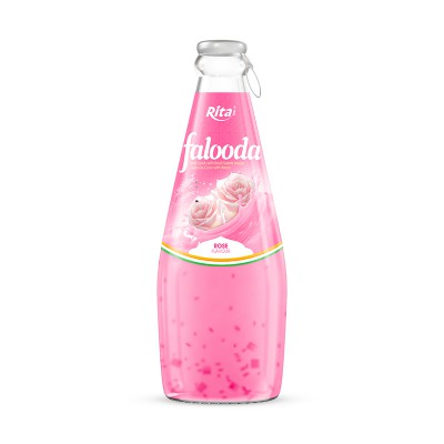 Falooda drink - milk drink with basil seed mixed Nata de coco with rose flavour