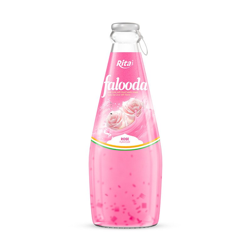 Falooda drink - milk drink with basil seed mixed Nata de coco with rose flavour