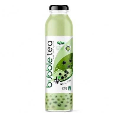 Glass bottle 315ml matcha Bubble Tea with tapioca pearls