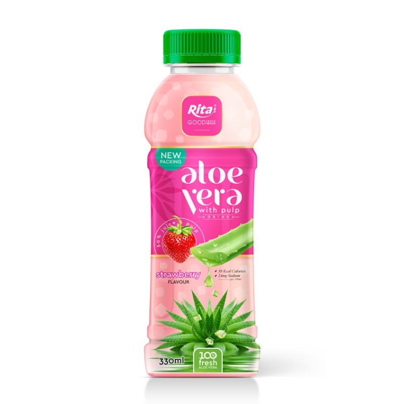 Petbottle330ml Aloevera with pulpdrink strawberry flavor 1