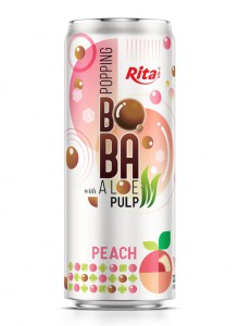 Popping Boba drink with Aloe vera Pulp and peach 320ml