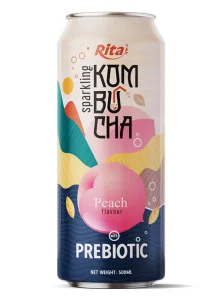 Rita Sparkling Kombucha Peach Flavour with Prebiotic 500ml Can