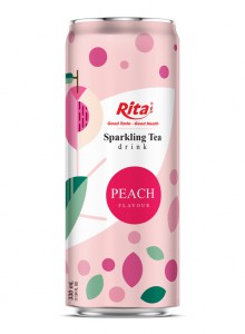 Sparkling Tea Drink With Peach Flavor 330ml Slim Can 