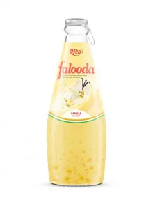 milk drink with basil seed mixed Nata de coco with vanilla flavour