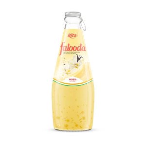 milk drink with basil seed mixed Nata de coco with vanilla flavour