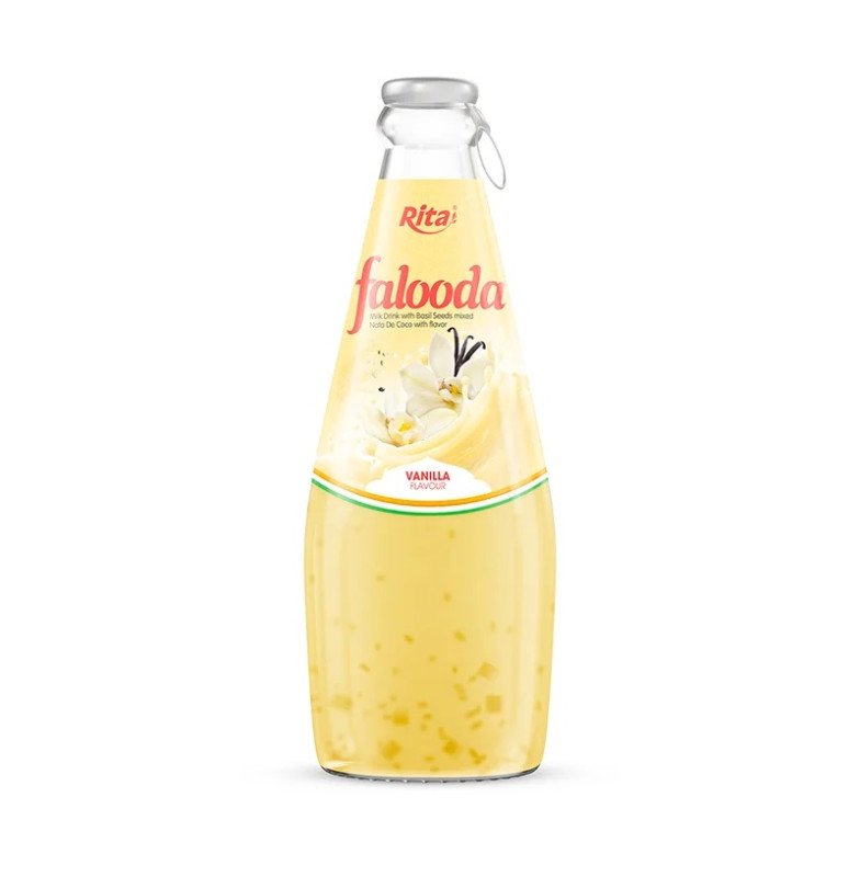 milk drink with basil seed mixed Nata de coco with vanilla flavour